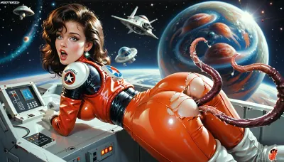 Sınırların Ötesinde: Bir retro sci-fi pin-up'ın uzaylı karşılaşması