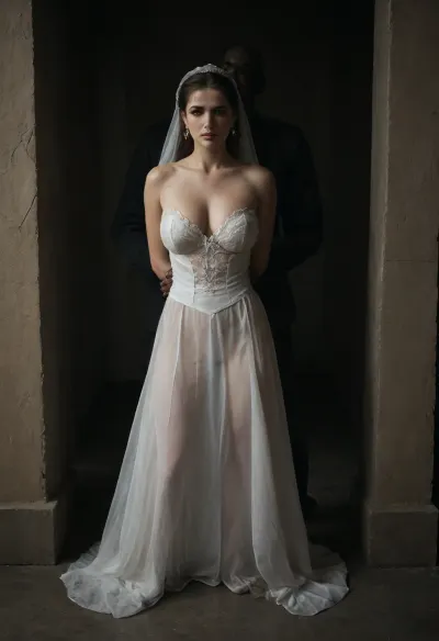 Interracial, A curvy Iranian bride is presented in the royal court of Persepolis, standing in slutty wedding dress, golden cuffs and a sheer white veil. Her hands are bound behind her back with silk. High-ranking generals and scribes look on as she kneels before the Great King. Her body is an offering, her voice silenced by ritual. She is placed on a platform of jade and gold, eyes lowered. This is not a wedding — it's a gift of flesh and loyalty to the empire.


BadX, <lora:dark:.5>, <lora:add-detail-xl:.8>, <lora:677862_training_data:.7>, <lora:FF.102.colossusProjectXLSFW_49bExperimental.LORA:.8>, <lora:milkers_v2:.8>