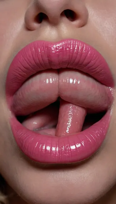 Extreme detailed lips, 8k, intricate details, vulgar slut kissing a nice big penis, extreme detailed, focus on lips, gloss bright pink lips, extreme close up, fake lips, detailed thick cock, kissing dick, very big squirting cumshot fountain, massive explosion with fire in the background