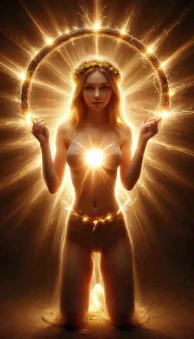 Beautiful 21 year old girl, huge breasts, slim waist, fullbody, ((weaving a magic wreath of sunshine)), ((holding a magic wreath)), ((Sewing)), ((flipping the middle finger)), ral-sprnva, showing, the, middle, finger, zavy-lghttrl, artwot1pwr, <lora:ral-sprnva-sdxl:.8>, <lora:439810_training_data:.8>, <lora:sdxl_middlefinger_v1-step00003900:2>, <lora:zavy-lghttrl-sdxl:.8>, <lora:artfullyWOT1PWR:.8>