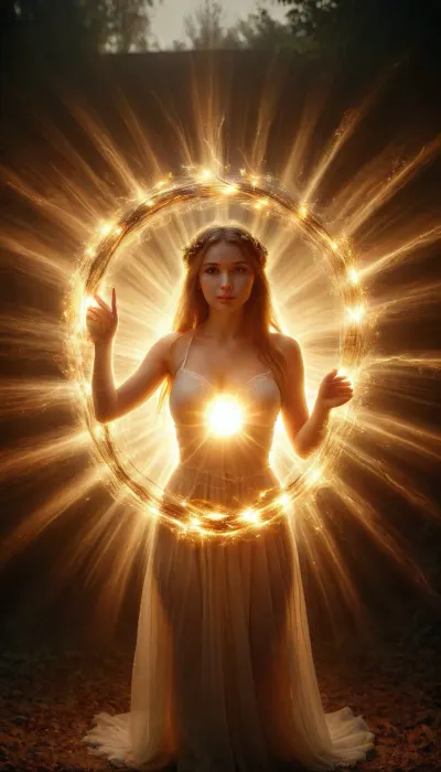 Beautiful 21 year old girl, huge breasts, slim waist, fullbody, ((weaving a magic wreath of sunshine)), ((holding a magic wreath)), ((Sewing)), flipping the middle finger, ral-sprnva, showing, the, middle, finger, zavy-lghttrl, artwot1pwr, <lora:ral-sprnva-sdxl:.8>, <lora:439810_training_data:.8>, <lora:sdxl_middlefinger_v1-step00003900:.8>, <lora:zavy-lghttrl-sdxl:.8>, <lora:artfullyWOT1PWR:.8>