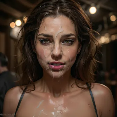 cinematic, photography, queen, dark background, immersive, muted, deep cleavage, light brown hair, HD, skin pores, full lips, extreme mouth detail, realistic detailed skin, realistic skin, High Res, 4k, masterpiece, Ultra realistic, natural skin tone, high definition, high quality, realcumAI, cohf, face, covered, in, semen, woman, <lora:facialized:.5>, <lora:cohf:.5>