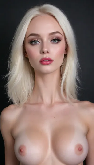 great masterpiece, highes possible quality, maximal possible resolution, 4k, (the highest possible natural:1.99), perfect rendering of requested parameters of the picture, (wild sexy erotic model:1.3), (maximal sexy face:1.9), 36 y.o., (symmetrical face:1.9), (fully closed mouth:1.9), ultimate nude, (waist view:1.9), epic natural detailed skin on the nose, epic natural under-eye skin, (shading more darkness:1.9), epic natural pattern of lips, her perfect breasts is visible, shows her tits, slim body, eyes on the same line, epic realistic pattern of the lips, epic natural all patterns, epic natural skin of the body, maximum epic natural rendering to detail, epic natural texture of skin, (epic photorealistic white light:1.9), (epic photorealistic deep darker shadow:1.99), (tonused tits:1.9), (large silicone tits:1.99), (epic photorealistic sharp light:.01), gray eyes, (she is platinum blonde with pale-pink hair:1.5), (maximal sexy facial features:1.8), (straight form of upper lip:1.3), beautiful straight nose, (straight and wide upper lip:1.8), (accurate tip of the nose:1.6), (fully closed lips:1.3), the highest possible clarity, the greatest possible rendering of the smallest details, sexy slim tonus body, proportional face, pale skin, (the most beautiful girl in the world:1.999), focused on her chin, (background blur:1.5), (epic natural facial skin:1.9), (epic natural high quality detailed and symmetrical eye whites and irises and eyelids and eyelashes and lips and eyebrows and all facial proportions and nose and pupils:1.9), (epic natural and symmetrical nipples and cheek and cheekbones:1.9), (epic natural forehead and hairline and lipline and nipples skin and hair roots:1.9), epic natural reflections in her eyes, (epic photorealistic lighting in room:1.9), light source to her left, (absolutely dark room:1.9), (long pale pink hair:1.6), sexy evening makeup, lean cheeks, fitness girl, (epic natural clear lip contour:1.99), (the shadow is too mach hard:1.9), (shadow are too mach deeper:1.9), lustful look, night room photography, (epic photorealistic sharp shadow:1.99), (epic photorealistic light reflection:.01), (solid black background:1.99), (epic natural nasolabial angle and nasofrontal angle:1.9), (epic natural all skin irregularities on the face:1.9)