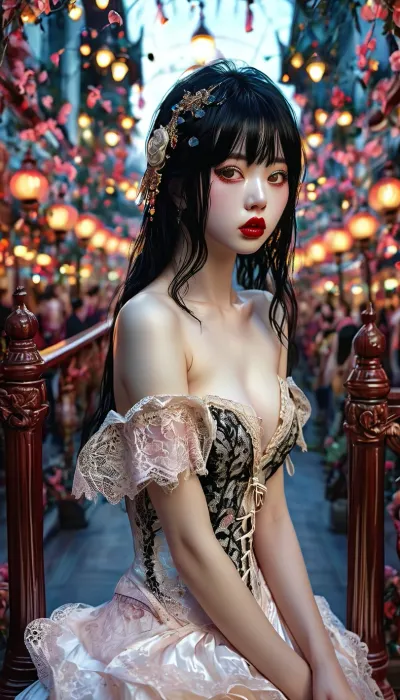 gothic, goth, (asian), pale skin, dark black eyes, black hair, bangs hair, black eyeliner, (black lipstick), white skin, perfect eyes, small eyes, detailed eyes, small nose, good anatomy, ultra detailed, high resolution, fake breasts, slut face, whore, (ahegao:1), sexy posing, (illustration:1), (hand drawn:1), (anime:1), <lora:MJ52:1>, <lora:EnvyZoomSliderXL01:-1>, <lora:detailed_notrigger:1>
