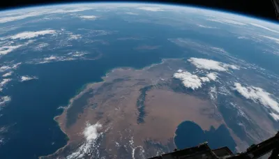 Space, planet Earth, View from the ISS, ultra realistic image, 8K