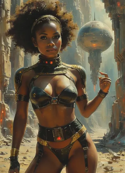 (masterpiece, perfect illumination, ultra detailed, best quality), (detailed face), photorealistic, highly detailed skin, dramatic lighting, only one girl, sexy young space cadet from afrofuturist fuck sqaud, laying down on deep shag carpetting, (afrofuturist:1), (black girl, black skin, very dark skin, iridescent skin, black negro, african), age 18, groovy futuristic lingere, groovy afro-puff pigtail hairstyle, freckled cheeks and nose, supercute, innocent looks, tiny waist, Skinny legs, thigh gap, skinny, slender, thin, tiny chest, petite, mosquito-bites, itty-bitties, full bush of pubic hair, skin detail, pores, sweat, groovy space-age lingere, ((tits out)), ((naked breasts)), text_IpScifi, text_IpScifiHelper, Gerry, Anderson, style, of, Afrofuturism, <lora:tbh315-sdxl:.5>, <lora:dark:.3>, <lora:tbh324-sdxl:.6>