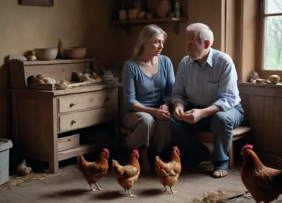 home • people • woman • family • man • barefoot • grandfather • mother • hearth • chest of drawers • rooster • mother • feeding • chickens • Dmitry Usanin • Dmitry Usanin