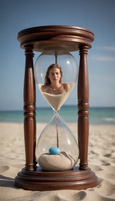 eine schöne schlanke frau in einer sanduhr