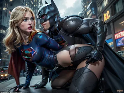 Batman fucks Supergirl from behind in the ass with his big cock