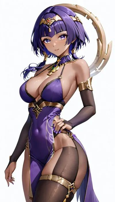 Candace from genshin impact, white background, big boobs, sexy clothes