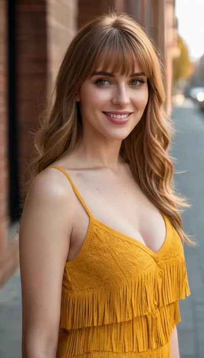 35 yo girl, very flirty pose, sideview, ((girl next door)), pretty, natural beauty, medium breasts, ((cute tall tall tall tall but average appearance:1.3)), ((cute tall tall tall tall)), ((pale skintone:1.2)), ((little bit chubby:1.4)), coy smile, showing teeth, ((unkempt hair)), ((straight hair:1.3)), ((symmetrical hair:1.5)), ((perfect fringe hair:1.5)), ((light brown bright hair)), ((very cute tall tall tall tall average youthful face:1.5)), outside, photorealistic, ((perfect composition)), ((perfect contrast:1.5)), ((perfectly balanced exposure:1.5)), ((perfect focus:1.5)), ((extremely realistic detailed lighting:1.5)), ((extremely realistic detailed shadows:1.5)), ((extremely detailed:1.3)), ((extremely high resolution:1.3)), ((16K UHD:1.5)), ((extremely realistic detailed skin texture:1.5)), ((extremely realistic detailed skinpores:1.5)), ((extremely realistic detailed face:1.5)), ((extremely realistic detailed eyes:1.5)), ((extremely realistic detailed hair:1.5)), focus on eyes, ((very revealing clothes:1.5)), random color clothing, ((beautiful stylish clothing:1.5)), ((detailed clothing:1.5)), ((detailed environment:1.5)), Sweet_Sticky_xl-01, <lora:EnvyZoomSliderXL01:-1>, <lora:add-detail-xl:.5>, <lora:Sweet_Sticky_xl-01:.5>, <lora:neanderthal_last:.7>