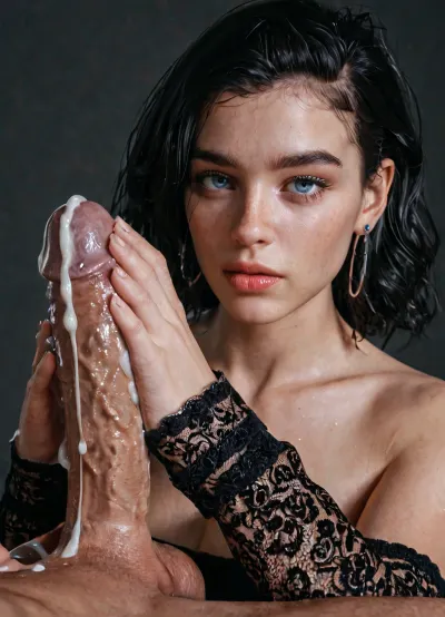 A dramatic climax: a cum shot on stocking-clad feet in 'realnylonfeets' - a 3d render