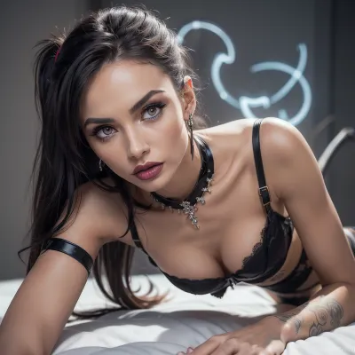 look at viewer, 18 year old model, strict black Hair ponytail, choker, lots of tattoos and piercings, ((glowing runes on body)), lots of smoke, big Fake lips, silicone lips, skinny, perfect medium tits, bangs hair, black eyeliner, navel piercing, (her face close to viewer), (focus on face), knee high stockings, pierced nipples, cupless, d, her arms stretched up, evil flames, menacing smoke, (on all fours), demonic tail flailing, cowgirl posing, suck, vaginal sex, glowing uterus vagina, (skinny body), thin, slit pupils, she takes his life force, big plump lips, rich lipstick, colored magical smoke, latex_bra, pov, close-up, masterpiece, lingerie, ((super detailed professional photography)), photorealism, DSLR camera, best quality, best resolution, with UHD resolution, perfect composition of light and shadows, the brightest image, clear focus, depth of field, perfect body, perfectly detailed skin texture, perfectly symmetrical face, 32k, 30 mm lens, 1/250 s, f/2.8, ISO 300, ziprealism, detailxl, <lora:Yana_Koshkina:.3>, <lora:weight_slider_v2:-1>, <lora:detail_slider_v4:.1>