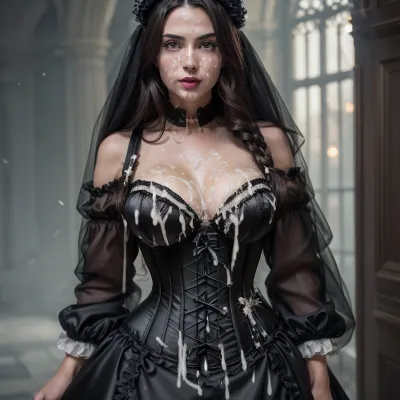 Ultra realistic 32k, (((cum covered 28 yo russian brunette, pleasing, adult woman, black satin maid dress with corset))), ((Very skinny, perfect natural breasts, pretty face)), ((((cum on face, dress, hair)))), Professional majestic photography, (Leica M6 Camera), 24mm, exposure blend, hdr, faded, extremely intricate, High, (fantasy art:1.1), Sharp focus, dramatic, soft cinematic light, (detailed pupils), 4k textures, adobe lightroom, photolab, elegant, soothing tones, insane details, hyperdetailed, breasts, bukkake, <lora:bukkake_v0.4:1.1>
