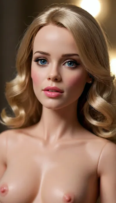 Barbie doll, Rachel Anne McAdams face, show full body, naked, nude