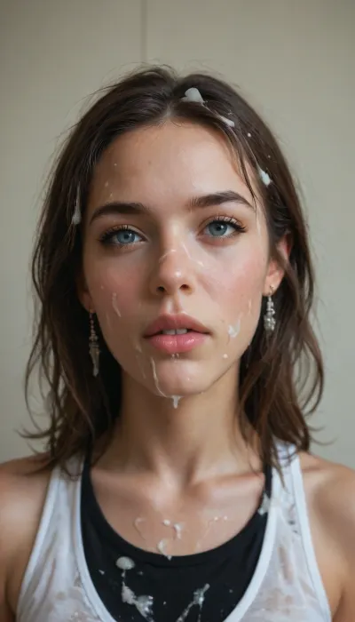 realistic cum, (cum on clothes), cum on, (Cum flows), (cum on bod), cum on hair, (cum on face), bukkake, ((Clothes and body covered with semen)), (mouth swallow cum), beautiful face, (cum on hair), woman, cum, on, face