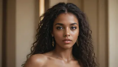 1girl, (perfect gorgeous feminine African beauty:1), straight long hair, very very dark skin, nubian princess