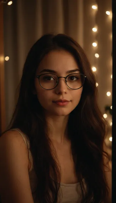 ((very grainy low resolution:1.2)), iphone mirror selfie
Black long flowing hair, woman holding iphone pro
bedroom at night, cluttered, messy, ((petite)), slight smile, wearing glasses
sitting, (soft lighting, fairy string lights), low key dark lighting, (bright changing room), <lora:phone_v01:.5>, 1girl, fgirl, <lora:fgirl_v2_000:.8>