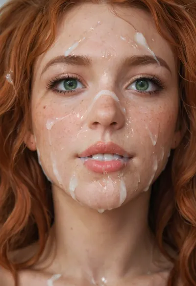 29 year old woman, shocked and happy, close shot of bukkake on face and breasts, cumshot, facial portrait picture of her face in cum facial, realistic skin with pores and light freckles, with natural minimal makeup, dark green eyes, excessive loads of long Cumshots on her face, cum on her long eyelashes, Cum on her eyelids, Cum on her cheeks, her face dripping with Cum, Cum on her lips. cum on hair, cum dripping from closed mouth, merida woman, cum on face, bukkake, cum, <lora:JustCum:2>, <lora:add-detail-xl:1.3>, <lora:MS_Real_XL_Bukkake:2>