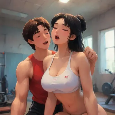 1woman, (1 bodybuilder man), sex, couple, (doggystyle of adult woman of adult woman, tall, of adult woman of adult woman, sex), (fucking from behind), amazonian MILF, Nordic, (in gym), gymnasium, super muscular body, bodybuilder physique, sports bra, toned physique, flushed face, (long black hair:1.3), fitness model body, with extra massive fake breasts, giant breast implants, smile, massive 38 NN cup breasts, breasts bursting out, heavily oiled body, oiled skin, covered in oil, wet skin, closed eyes, highly detailed skin, highly detailed pores, (wide open mouth:1.2), (gasping:1.5), panting, orgasm, arms raised, tanned skin, realism, realistic, super realism, super realistic, extreme realism, extremely realistic, (best quality), masterpiece, highres, 8k wallpaper, UHD, (high quality), (ultra-detailed), 8K, (highest quality), (finely detail), (perfect illumination), (best shadow), (best shot), (best illumination), (best shadow, deep shadows), photographed by a Nikon Z7 II Camera, gym, (j_cartoon:1.5), Drawing, <lora:samdoesarts1.1-000030:.4>, <lora:J_cartoon:.9>, <lora:Animated_Concept:.4>