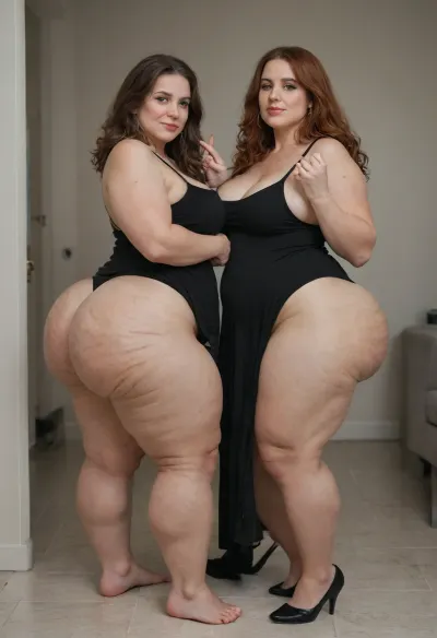 2gilfs, two fat mature very saggy american woman, 65 years old, beautiful eyes, long hair, straight hair, auburn hair, tanlines, fat face, high detailed skin, 8k uhd, dslr, high quality, detailed skin texture, highly detailed hair, sharp body, highly detailed body, realistic, soft focus, insanely detailed, highest quality, freckles, skin pores, skin imperfections, in a hotel, full body view, seductive, high resolution photography, friendly, flirty, wearing diamond engagement ring on her left hand ring finger, wearing a black loose spaghetti strap black sundress, (pokies), (big chubby belly), (cellulite:1.3), walking into the room, 3/4 side view