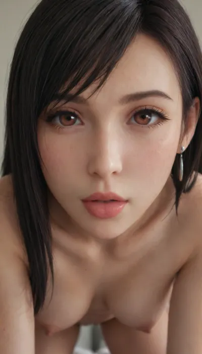 Tifa lockhart from final fantasy VII Rebirth on all fours fucked by a man behind her, long black hair left side bangs, perfect skin, extremely beautiful face, blush, bending hips, face close up sucking the viewe's finger, her upper body forwards to the viewer, freckles, full lips, ultra high details, award winning photo, breasts, hips, super waist, perfect anatomic body, erect nipples, (comically hyper puffy swollen vulva:1.3), puffier, (excessive hyper pronounced puffy swollen labia:1.3), perfect eyes, accurate eyes, over sized vulva, thick eyelashes, long eyelashes, blushing, pink lips, glossy lips, attractive face, perfect nose, round cheeks, beautiful woman, hinata, sexy, model, curvfreckles face, freckles body, pretty face, hyper realistic, best detailed hair, tifa7re, wearing tifa_outfit, <lora:tifa_re_sdxl_V1_01-000006:.8>, kiss POV, her entire face fits in the picture, ((red glossy lipstick)), <lora:rknArouseXL:.8>