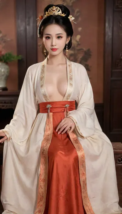 black hair, Angelababy, The female emperor of ancient China, sitting on a throne, very rich, ultra realistic smart incredibly beautiful seductive face, young escort woman, super model, 18 years old, slim figured, narrow waist, looks directly at the viewer, Full body photo, bare lower body, without underwear, exposed genitals, female genitals with abundant pubic hair, pulling open clothes with both hands to reveal full breasts, (Extremely expensive ancient Chinese clothing. Floor length skirt. perfect legs. Sensual Seductive. big eyes. beautiful eyes. updo:1.2), silver earrings and a necklace, magnificent hall, (seduce. sexy. want to fuck:1.3), (white skin. smile:1.1), HDR photo, best quality, ultra-detailed, masterpiece, finely detail, highres, 8k wallpaper, photorealistic, perfect illumination, best shadow, best shot, soft lighting, bhands, (perfect fingers. perfect hands:1.2), ., szhf, dress, <lora:szhf:.8>