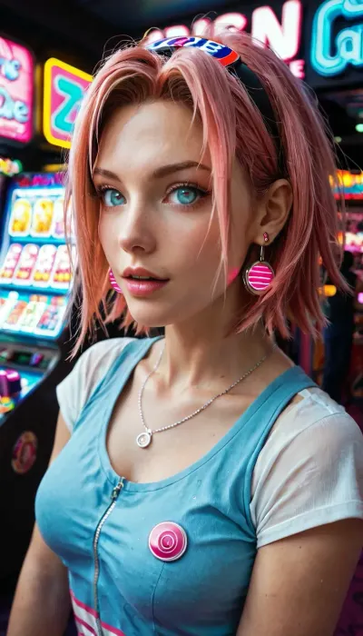 Haruno sakura from Naruto, neon, arcade