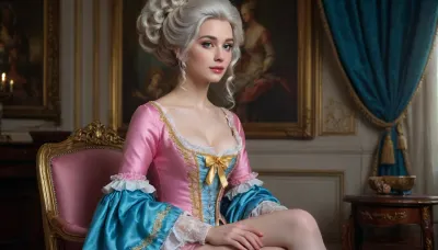 woman, a painting of a women, inspired by Jean-Baptiste van Loo, trending on cg society, rococo, medieval high fashion, sakimichan frank franzzeta, imperial royal elegant clothing, pink and blue, cg society, rendering, Lori Earley, profile picture, 1800s painting, elegant glamorous cosplay, rococo color palette, by Magali Villeneuve, fully clothed. painting of sexy, aesthetic, trending on pintrest, powdered wig, the empress tarot card, historical reenactment, perfect hands, five fingers, perfect fingers, correct arms, correct hands, perfect legs, perfect body, correct clothes, sucking cock, sex from behind, correct anatomic body, correct anatomic legs, correct anatomic hands, correct fingers, only five fingers, correct anatomy, correct body, correct legs, WeirdElfs, <lora:WeirdElfs:1>