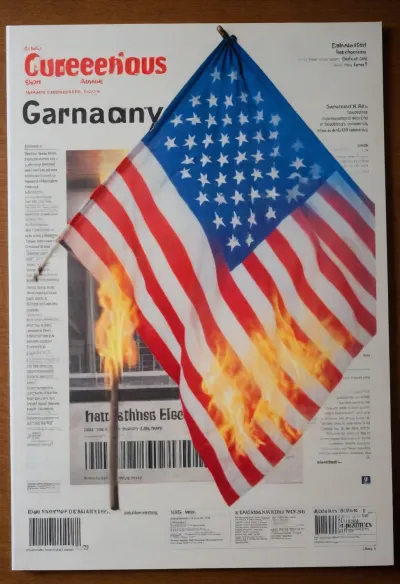 glossy magazine cover style, a burning amerrican flag, text, text "Greetings from East Germany", lines, numbers, barcode, detailed photo, photorealistic photo, soft fokus, parallax, overexposure, #©KITTYART



































#©KITTYARTA