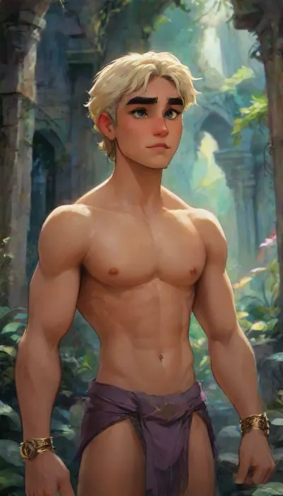 a picture in Dungeons&Dragons Universe Forgotten Realms Faerûn, a handsome prince age 23 fair brown skin green eyes tall athletic body large man dressed casually walking in a outdoor castle garden's with two ultra feminine human personal pleasure slaves young fraternal twins one male and one female that look identical face and body violet eyes platinum blonde hair tall thin hourglass athletic body dressed in toga reveling clothing.

best quality, 8k, insane details, motion lines, intricate details, hyperdetailed, hyper quality, high detail, ultra detailed, professional, HDR, ray tracing reflection, cinematic lighting, highlydetailedbody, realisticface, highlydetailedhair, insanelydetailed, 8K.highdetailedskin, highresolution, perfectfingers, (j_cartoon:1.5), Drawing, tyxla, <lora:tyla_juggerX_xl_1_st_wocap-tyxla-000086:2>, <lora:detailed_notrigger:1>, <lora:samdoesarts1.1-000030:.4>, <lora:J_cartoon:.3>, <lora:Animated_Concept:.4>