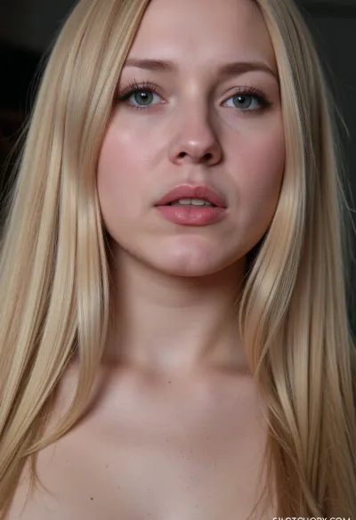 White woman, sad looking, intimate face shot, blonde, terrified