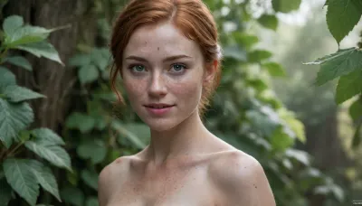 Sexy 1girl, Sylvari, green skin, intricate leaf pattern on skin, bright glowing green eyes, bioluminescence, (leaves for hair), sexy, (filigree:.7), (full body view), (solo, 1girl), she is standing, she is 25 years old, she is beautiful skinny, very tall, 180cm plus, very long legs, gym body, slender body, slim body, very small waist, small hips, flat belly, toned but not muscular, elegant hourglass, slim thighs, shaved vagina, (small/medium round natural breasts:.8), small pert erect nipples, small areola, small round ass, (very detailed skin with only a few number of natural features like slight imperfections:1.2), (small visible skin pores, freckles on face:1.5), perfect face, realistic, pronounced feminine facial features, perfect teeth, perfect eyes, matching eyes, detailed eyes, very detailed iris, long eyelashes, big realistic lips, full lips, sweet smile, perfect mouth, detailed face, her gaze is confident, her expression is very flirty, gazing directly at the viewer, mouth open, pleasure smile, (fix body), (fix limbs), (fix clothing), (fix face), she is well lit with rembrandt lighting with tonal shading, more shadows in background than foreground, The atmosphere is warm and sensuous, focusing on her confident pose and alluring attire in a romantic, historic setting, ultra-detailed, high resolution, best quality, 8k, HDR, shot is f9 in sharpness, (she is in very sharp focus, whole body), shot taken with a fuji 24MP dlsr, remove camera lens distortion, adjust lens warping to give correct line perspective, perfect anatomy with fixes on limbs, legs, fingers