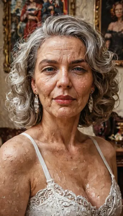 masterpiece, realistic, ein 75 jährige alte Frau, gilf, eine Faust im Darm, <lora:dggy:.8>