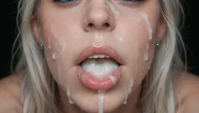 Bukkakes dauerhafter Eindruck: ein hochauflösendes Makro-Foto eines cum-covered Gesichts