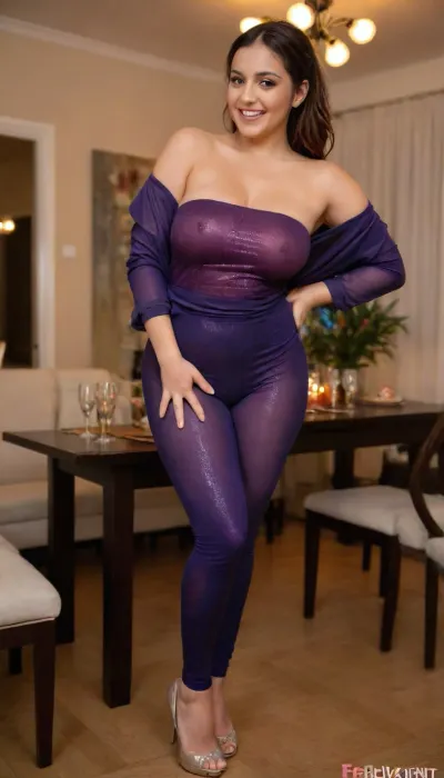 A curvy Iranian girl at a crowded Iranian house party, wearing a strapless glittery midnight-blue top and high-waisted mesh-detailed leggings. Her short manteau is unbuttoned, loosely draped over her shoulders. She stands near a table with drinks and snacks, laughing with friends. Colored party lights, (red and purple hues), natural unposed moment, cinematic bokeh background., adjusting, footwear, Curvy, body, <lora:streephoto:1.1>, <lora:adjustingfootwear_XL_v1:.8>, <lora:b8174d41-8ba7-4318-bc14-53ee7e353d91.TA_trained:1.2>