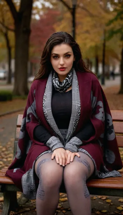 A curvy Iranian woman sitting spread-leg on a public park bench like a throne, shoulders relaxed but dominant. She wears a structured gray manteau open at the knee, revealing graphic monochrome peni-hose with bold abstract patterns. Her scarf flows behind her neck like a cape. Eyes lined with heavy black and silver, lips in matte blood-red. She leans forward slightly, forearms on her knees, locking gaze with the camera. Keywords, boss energy, unapologetic, urban power, patterned tights focus, bold makeup.





. adjusting, footwear, BadX, huge, breasts, massive, (((looking, viewer))), (((splash, pad))), ((spray, water)), ((wet, body)), RealNylonFeets, <lora:adjustingfootwear_XL_v1:.8>, <lora:add-detail-xl:.8>, <lora:SDXL_MassiveCowsLoRA_v1:1.2>, <lora:streephoto:1>, <lora:RealNylonFeets_XL:1>