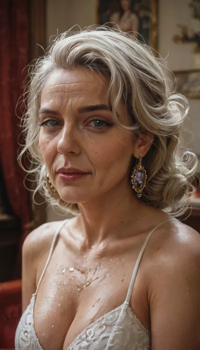 masterpiece, realistic, ein 75 jährige alte Frau, gilf, eine Faust im Darm, <lora:dggy:.8>