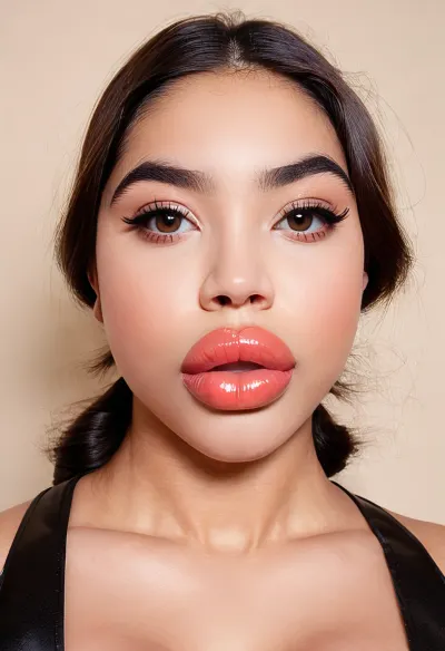 beautiful armenian girl, (big lips, enormous lips, huge lips, broad mouth:1.8), (Big roud eyes:1.3), brown eyes, brown hair, bobcut, (chin), big jaws, cute tall face, naked, (nose), wide smile, bmbplora, <lora:bimboxl_02:.5>