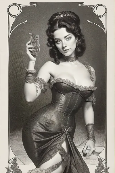 A historical playing card depicting a flirtatious woman as a lady. Ink drawing. #©KITTYART

























#©KITTYART