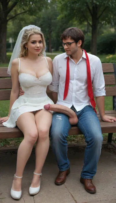 masterpiece, award winning photo, high detail, realistic, best quality, in this photo we see 3 people, 2woman and 1man, sitting on a bench in a park. 1woman is tiny Velma, brunette, big tits, very torn school uniform, very short skirt. 2woman is a bride, blonde, huge tits, very torn wedding dress. 1man is casual dressed, open jeans, huge cock out, massive cock, gigantic cock, (massive cock:1.3), .
Man is sitting between tiny Velma and Elsa. tiny Velma has her hand on cock, cum on hand, cum on legs, cum on clothes, lots of cum, cum on breasts, extreme cum play, cum on thigh, cum on hair, cum on face, cum dump, excessive cum, huge creampie.
Elsa is hugging man. full body view, man is full in frame, <lora:tornclothesv6-8:.8>