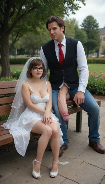 masterpiece, award winning photo, high detail, realistic, best quality, in this photo we see 3 people, 2woman and 1man, sitting on a bench in a park. 1woman is tiny Velma, brunette, big tits, very torn school uniform, very short skirt. 2woman is a bride, blonde, huge tits, very torn wedding dress. 1man is casual dressed, open jeans, huge cock out, massive cock, gigantic cock, (massive cock:1.3), .
Man is sitting between tiny Velma and Elsa. tiny Velma has her hand on cock, cum on hand, cum on legs, cum on clothes, lots of cum, cum on breasts, extreme cum play, cum on thigh, cum on hair, cum on face, cum dump, excessive cum, huge creampie.
Elsa is hugging man. full body view, man is full in frame, <lora:tornclothesv6-8:.8>