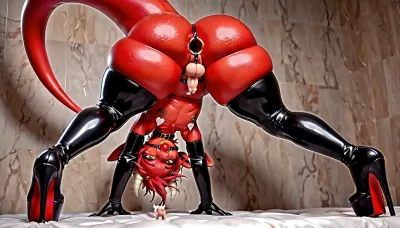 (jay 24 year old femboy dragon furry), Flat chest, a cup chest, a cup breast, (((micro size penis, tiny penis, micro penis, small penis))), feminine body, feminine waist, feminine hips, femboy, no hair on head, no vigina, (((limp penis, soft penis))), ((fat testicles)), massive thighs, massive hips, massive waist, cock ring, penis ring, thick cock ring, fursuit, brown skin with a white skin centre, orgasm face, cumming face, jizzing face, black choker collar, blue bedroom, thicc thighs, smooth body, full body angle, pov angle, fat ass, bubble butt, gigantic nipples, gigantic puffy nipples, massive areolas, thick upper body, full body dragonsuit, dragon penis, gigantic gaping nipples, feminine face, small penis shaft, testicles, penis, red skin, highly detailed penis, tight cock ring, gigantic feline feet and hands, standing, legs spread, lean forward, flat chest, tiny chest, flat boobs, flat tits, massive toes, gigantic feet, looking top down view angle, really close view angle, wet, (dragonsuit, fuckable face hole), gaping urethral, 8 thigh straps, raised heels, high detailed penis, red hair, translucent gloves, arm straps, mouth full of semen, face covered in semen, stomach bulge, butt strap, rope, (ball gag, penis gag), side profile, on all fours, on hands and knees, on a bed, hole body covered in semen, latex bandage straps, feet with high heels, full body black bandage straps, extreme orgasm face, full body in black straps, dragon skin, <lora:FursuitXL:2>
