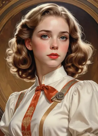 1girl, J.C., Leyendecker, Style, page, <lora:J.C. Leyendecker Style:.8>