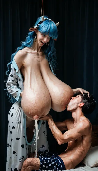 (adult man, 30yo, black hair, pajamas, (jawfully opened:1.2), mouth latched to nipple, (on knees:1.15), (his head under her tits:1.1), big mouth), (breastfeeding:1.1), nursing, (men sucking woman's nipple:1.1), adult breastfeeding, adult nursing realtionships, hard nipple sucking, hyper huge areolas, milking, nipple swallow