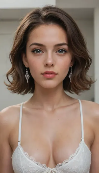 imagen hiperrealista de una mujer joven, ((que se vea todo el cuerpo)), hermosa figura, cintura delicada, piernas flacas, cola pequeña y redonda, pechos medianos duros
con cabello marrón claro con reflejos cobrizos y anaranjados. Su melena es ligeramente ondulada y cae de manera natural sobre sus hombros, con mechones sueltos que aportan un toque desenfadado y playero. Sus ojos son de un verde vibrante, expresivos y luminosos, reflejando la luz de manera realista.

Mandibula inferior prominente.

Su piel es ligeramente bronceada, con un brillo natural y sutiles pecas sobre sus mejillas y nariz. Su expresión es relajada y amigable, con una leve sonrisa en los labios. Tiene cejas bien definidas, gruesas pero armoniosas, enmarcando su mirada. Sus labios son carnosos y de un tono rosado natural., ((Se encuentra caminando desnuda en la playa junto a un hombre desnudo)), El escenario es una playa tropical, con arena clara y fina, agua cristalina de tonos turquesa y vegetación frondosa en el fondo.

1 hombre desnudo caminando
