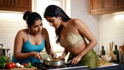 high definition pic of two indian women making sex in a kitchen while cooking, ketika, sharma, <lora:Ketika_Sharma_SDXL_LoRA_adafactor:.8>