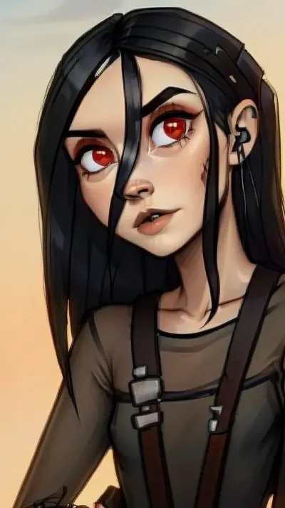 (((lif from metal family))), 21 years old, absolutely naked, black hair, long hair, red pupils, lifmf, <lora:lifmfDIVIN:.8>