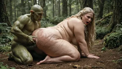 multiple goblins, 1girl, forest, simple extreme fat, complete nude, obese, fat round double chin face, cellulite, overfed belly, stretch marks, fat, wobbly ass, wide hips, overweight 40 years old ssbbw woman, (looks like cersei lannister), is groped by goblins, straight long blonde hair, masterpiece, best quality, highly detailed, sex, rape, goblins, Goblin, monster, creature
she spreads her fat legs and lies on her back and gets her wet pussy licked and deep fisted by the goblin !!