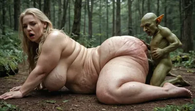multiple goblins, 1girl, forest, simple extreme fat, complete nude, obese, fat round double chin face, cellulite, overfed belly, stretch marks, fat, wobbly ass, wide hips, overweight 40 years old ssbbw woman, (looks like cersei lannister), is groped by goblins, straight long blonde hair, masterpiece, best quality, highly detailed, sex, rape, goblins, Goblin, monster, creature
she spreads her fat legs and lies on her back and gets her wet pussy licked, (cunilingus, 1.2), by the goblin !!
half side view, lying on her back !!!!